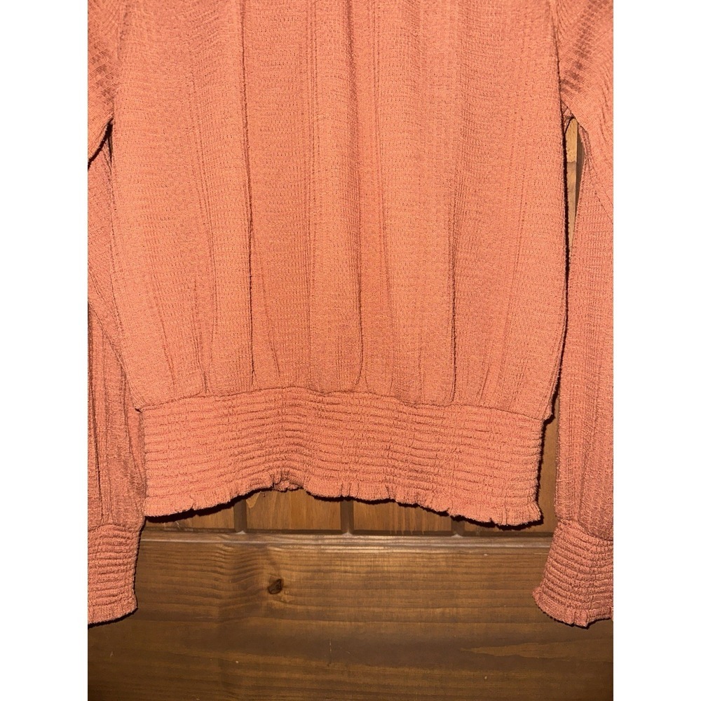 Free People Boulevard Boulevard Textured Top Long Sleeve Mock Neck Orange S - Picture 4 of 6